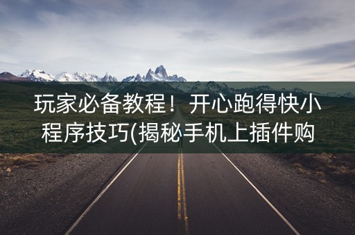 玩家必备教程！开心跑得快小程序技巧(揭秘手机上插件购买)
