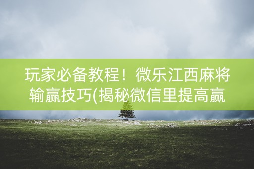 玩家必备教程！微乐江西麻将输赢技巧(揭秘微信里提高赢的概率)