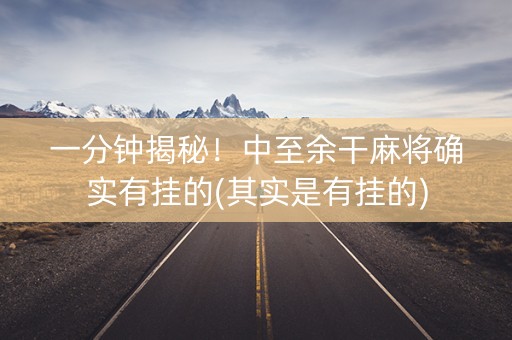 一分钟揭秘！中至余干麻将确实有挂的(其实是有挂的)