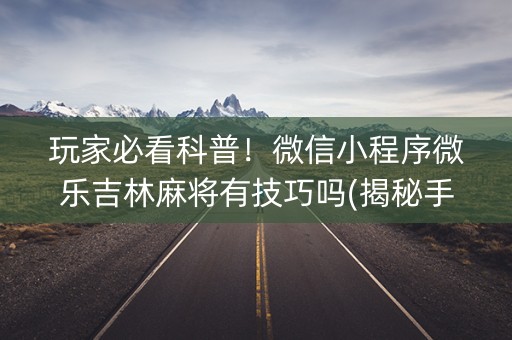 玩家必看科普！微信小程序微乐吉林麻将有技巧吗(揭秘手机上提高赢的概率)