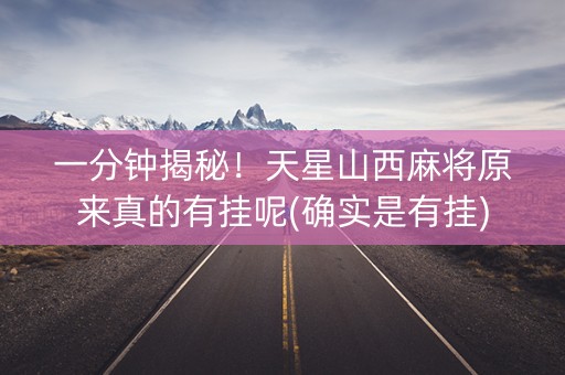 一分钟揭秘！天星山西麻将原来真的有挂呢(确实是有挂)