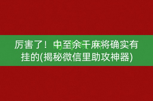 厉害了！中至余干麻将确实有挂的(揭秘微信里助攻神器)