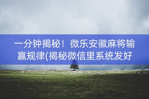 一分钟揭秘！微乐安徽麻将输赢规律(揭秘微信里系统发好牌)