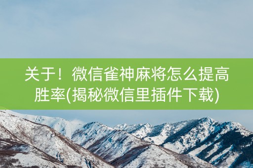 关于！微信雀神麻将怎么提高胜率(揭秘微信里插件下载)