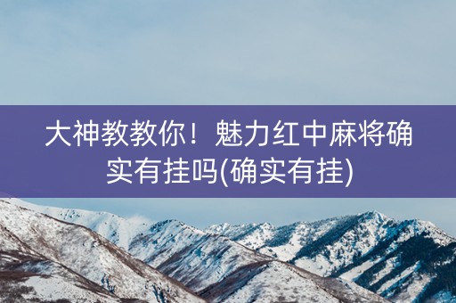 大神教教你！魅力红中麻将确实有挂吗(确实有挂)