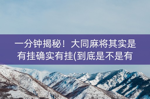 一分钟揭秘！大同麻将其实是有挂确实有挂(到底是不是有挂)