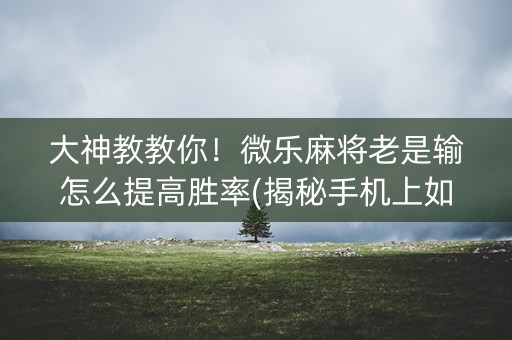 大神教教你！微乐麻将老是输怎么提高胜率(揭秘手机上如何让牌变好)