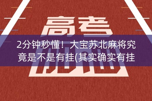 2分钟秒懂！大宝苏北麻将究竟是不是有挂(其实确实有挂)