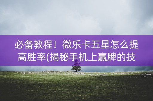 必备教程！微乐卡五星怎么提高胜率(揭秘手机上赢牌的技巧)