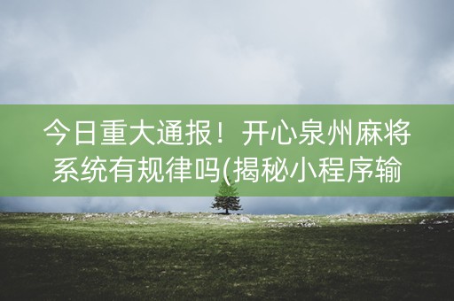 今日重大通报！开心泉州麻将系统有规律吗(揭秘小程序输赢规律)