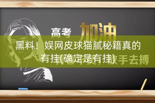 黑料！娱网皮球猫腻秘籍真的有挂(确定是有挂)