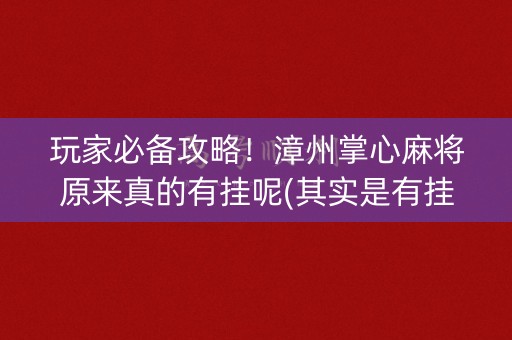 玩家必备攻略！漳州掌心麻将原来真的有挂呢(其实是有挂确实有挂)
