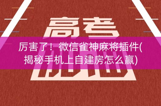 厉害了！微信雀神麻将插件(揭秘手机上自建房怎么赢)