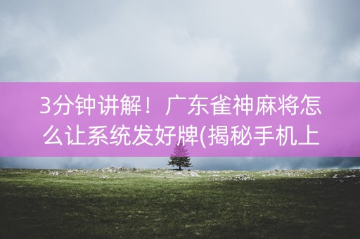 3分钟讲解！广东雀神麻将怎么让系统发好牌(揭秘手机上赢的诀窍)