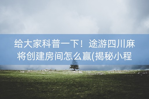 给大家科普一下！途游四川麻将创建房间怎么赢(揭秘小程序胜率到哪调)