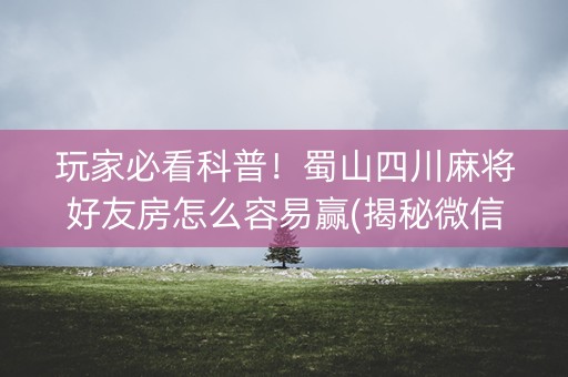 玩家必看科普！蜀山四川麻将好友房怎么容易赢(揭秘微信里插件购买)