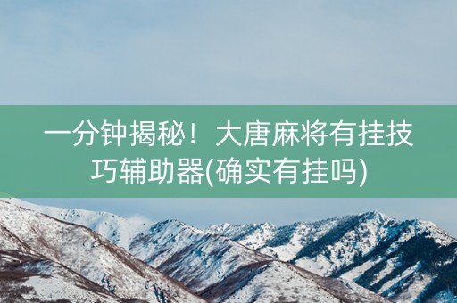 一分钟揭秘！大唐麻将有挂技巧辅助器(确实有挂吗)