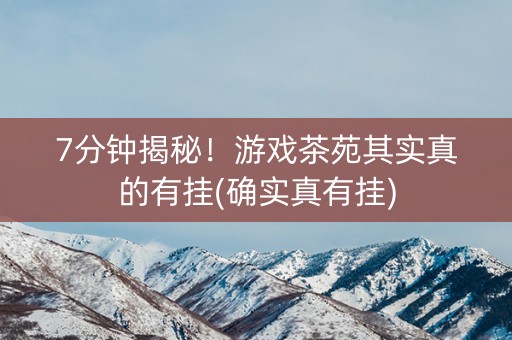 7分钟揭秘！游戏茶苑其实真的有挂(确实真有挂)