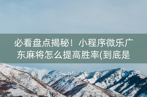 必看盘点揭秘！小程序微乐广东麻将怎么提高胜率(到底是不是有挂)