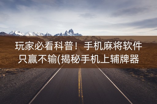 玩家必看科普！手机麻将软件只赢不输(揭秘手机上辅牌器)