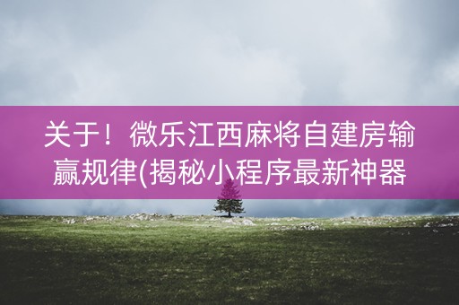 关于！微乐江西麻将自建房输赢规律(揭秘小程序最新神器下载)