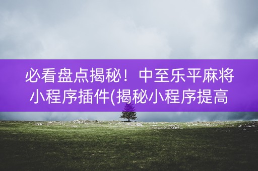 必看盘点揭秘！中至乐平麻将小程序插件(揭秘小程序提高胜率)