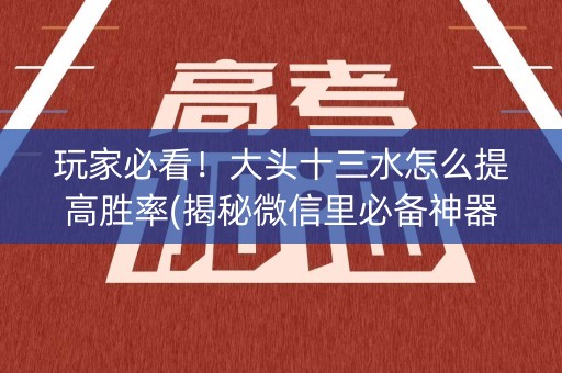 玩家必看！大头十三水怎么提高胜率(揭秘微信里必备神器)