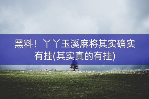 黑料！丫丫玉溪麻将其实确实有挂(其实真的有挂)