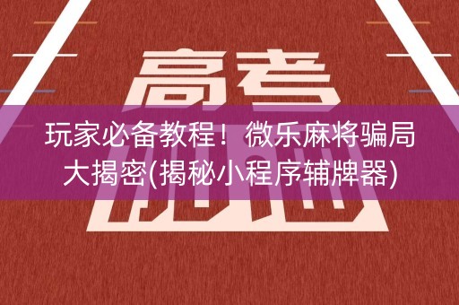 玩家必备教程！微乐麻将骗局大揭密(揭秘小程序辅牌器)