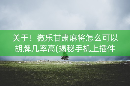 关于！微乐甘肃麻将怎么可以胡牌几率高(揭秘手机上插件下载)