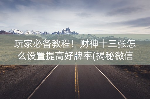 玩家必备教程！财神十三张怎么设置提高好牌率(揭秘微信里助赢软件)