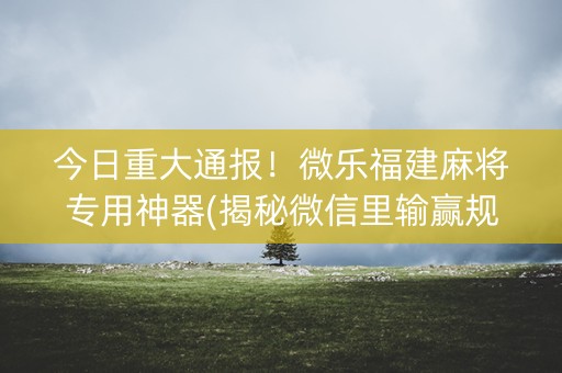 今日重大通报！微乐福建麻将专用神器(揭秘微信里输赢规律)