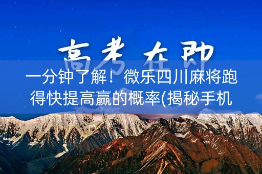 一分钟了解！微乐四川麻将跑得快提高赢的概率(揭秘手机上助手软件)
