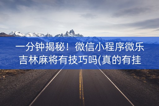 一分钟揭秘！微信小程序微乐吉林麻将有技巧吗(真的有挂确实有挂)