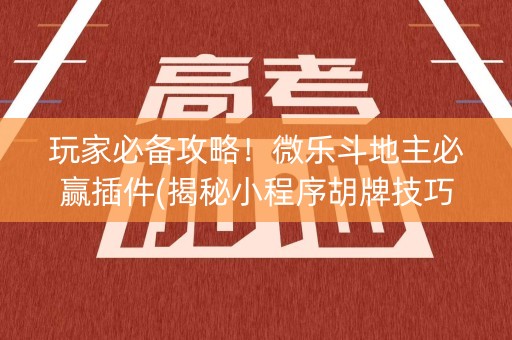 玩家必备攻略！微乐斗地主必赢插件(揭秘小程序胡牌技巧)