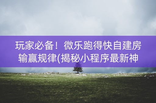 玩家必备！微乐跑得快自建房输赢规律(揭秘小程序最新神器下载)