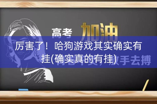 厉害了！哈狗游戏其实确实有挂(确实真的有挂)