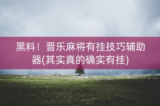 黑料！晋乐麻将有挂技巧辅助器(其实真的确实有挂)
