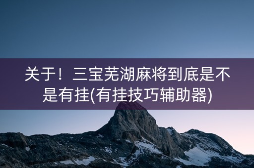 关于！三宝芜湖麻将到底是不是有挂(有挂技巧辅助器)