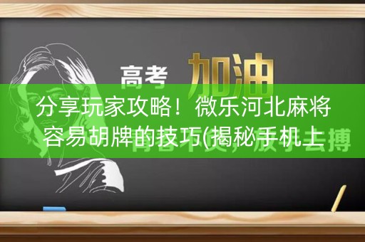 分享玩家攻略！微乐河北麻将容易胡牌的技巧(揭秘手机上攻略插件)