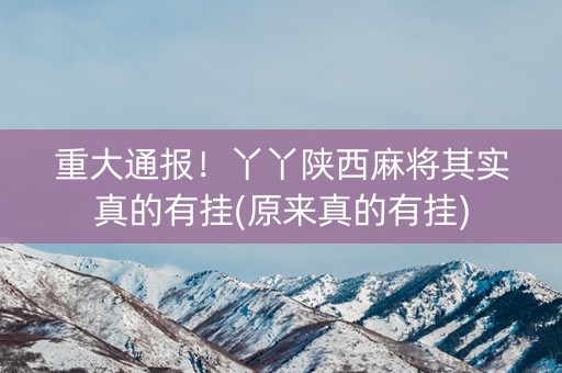 重大通报！丫丫陕西麻将其实真的有挂(原来真的有挂)