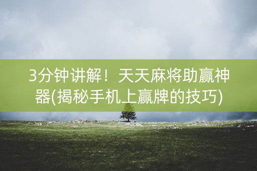 3分钟讲解！天天麻将助赢神器(揭秘手机上赢牌的技巧)