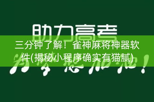 三分钟了解！雀神麻将神器软件(揭秘小程序确实有猫腻)