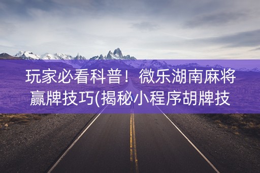玩家必看科普！微乐湖南麻将赢牌技巧(揭秘小程序胡牌技巧)
