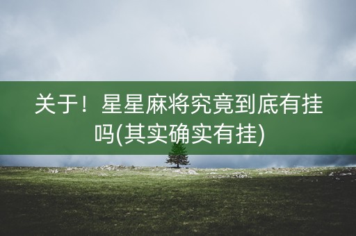 关于！星星麻将究竟到底有挂吗(其实确实有挂)