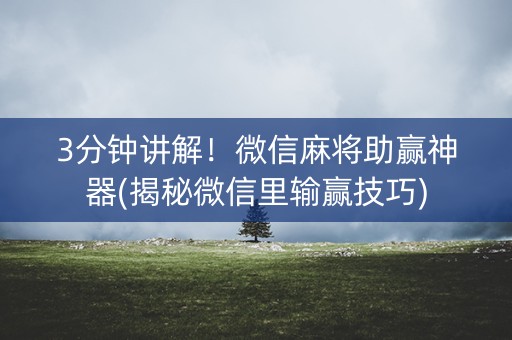 3分钟讲解！微信麻将助赢神器(揭秘微信里输赢技巧)