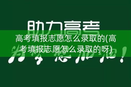 高考填报志愿怎么录取的(高考填报志愿怎么录取的呀)