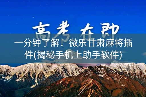 一分钟了解！微乐甘肃麻将插件(揭秘手机上助手软件)