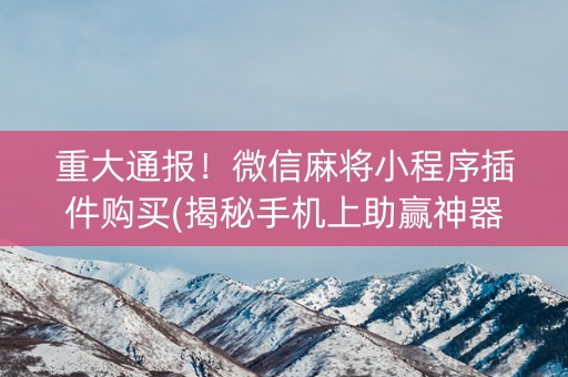 重大通报！微信麻将小程序插件购买(揭秘手机上助赢神器)