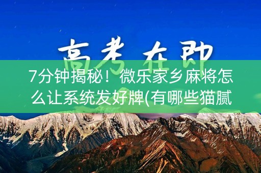 7分钟揭秘！微乐家乡麻将怎么让系统发好牌(有哪些猫腻)